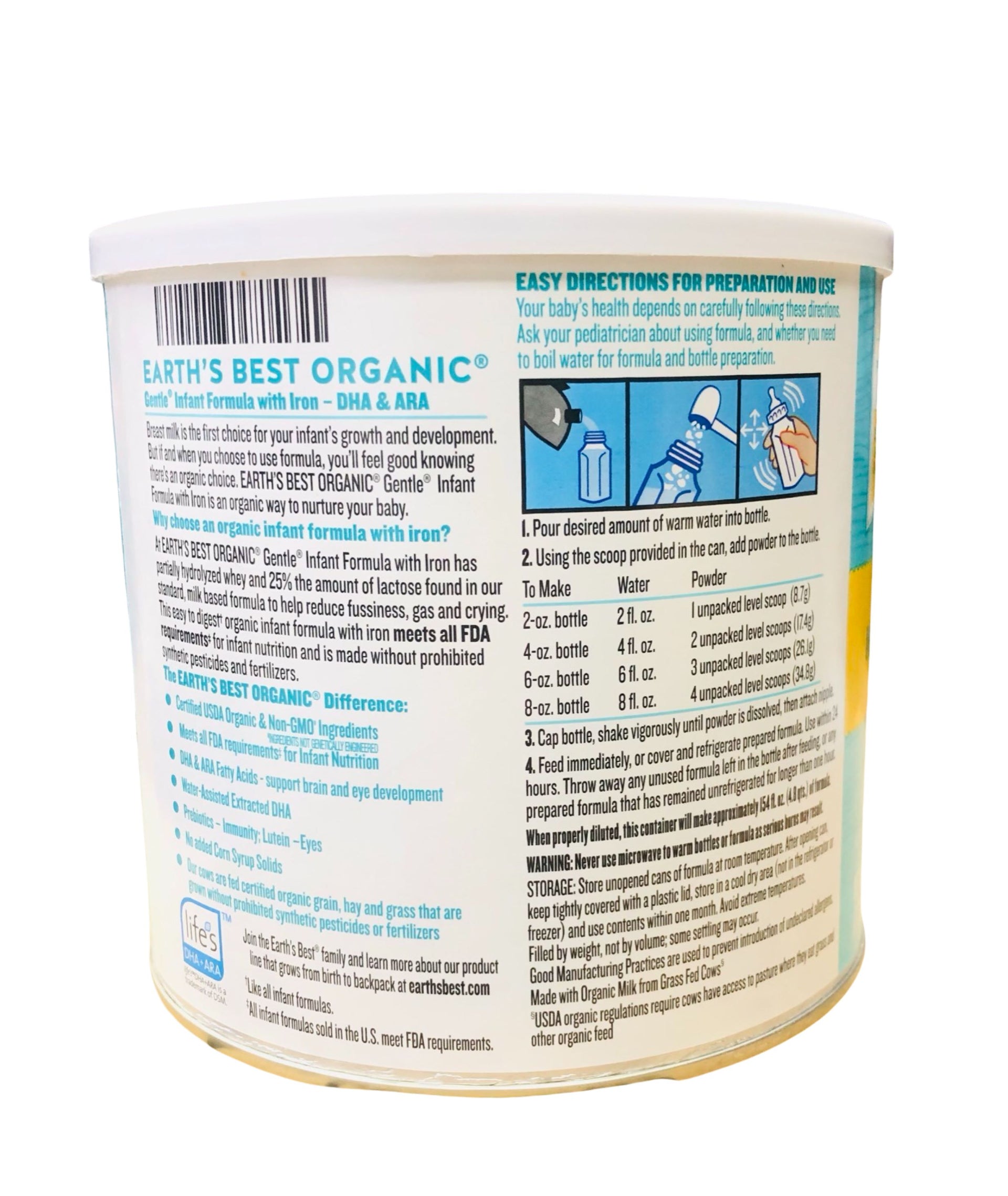 Earth's Best Organic Gentle Infant Formula 21 oz Powder (1 Can)