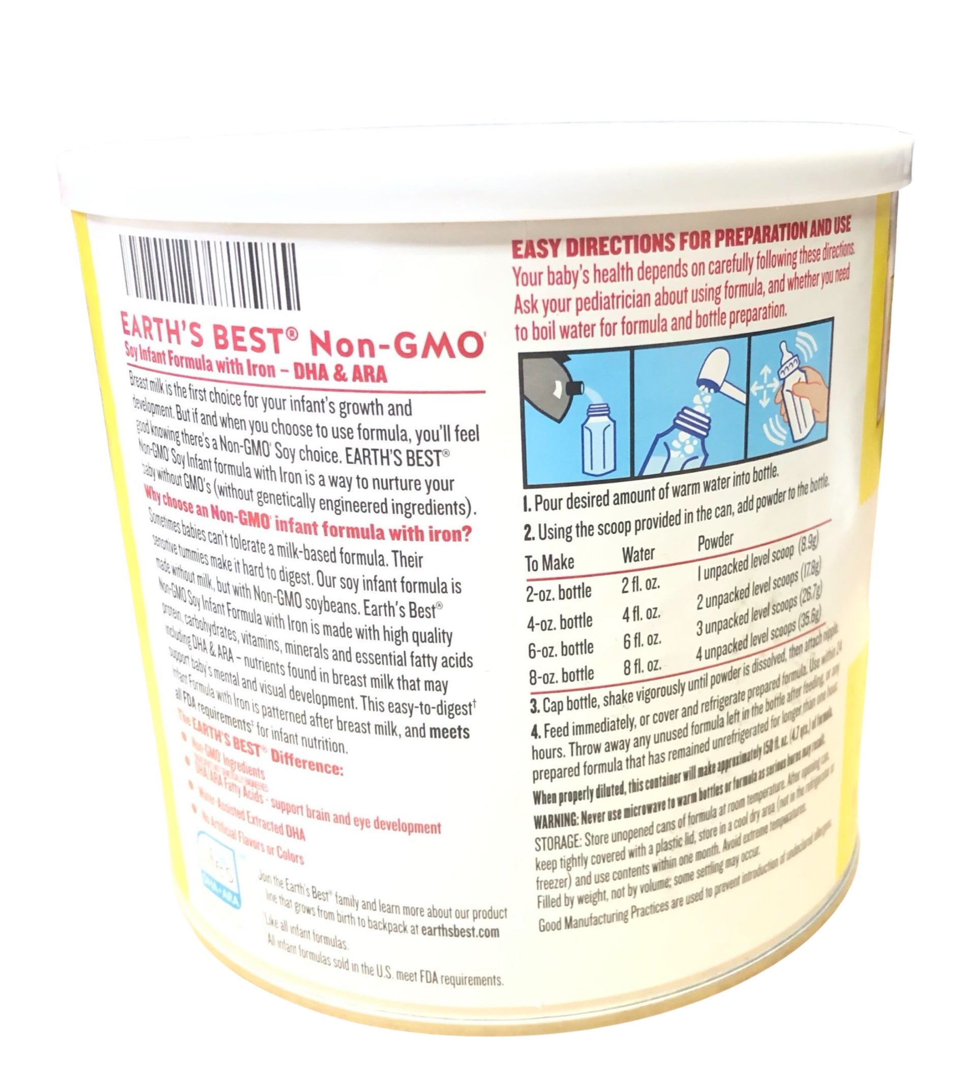 Earth's Best Non-GMO Plant Based Infant Formula 21 oz Powder (Case of 4)