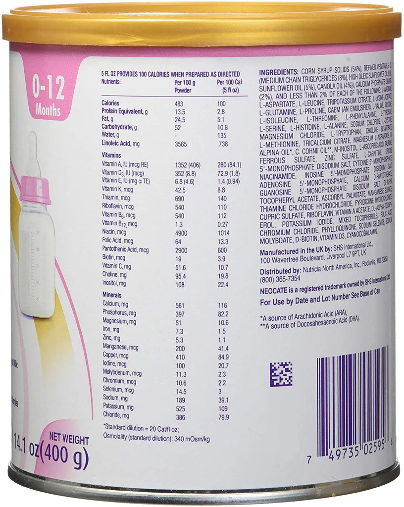 Neocate Infant DHA/ARA 14.1 oz Powder (Case of 4)